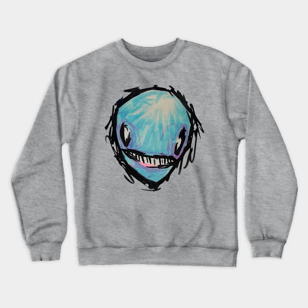 Sketchy Blue Alien Crewneck Sweatshirt by 4lexgrey